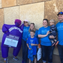 Our Team at 2017 Alzheimer's Walk-Villas of Oak Park-grouped together with the Southview mascot